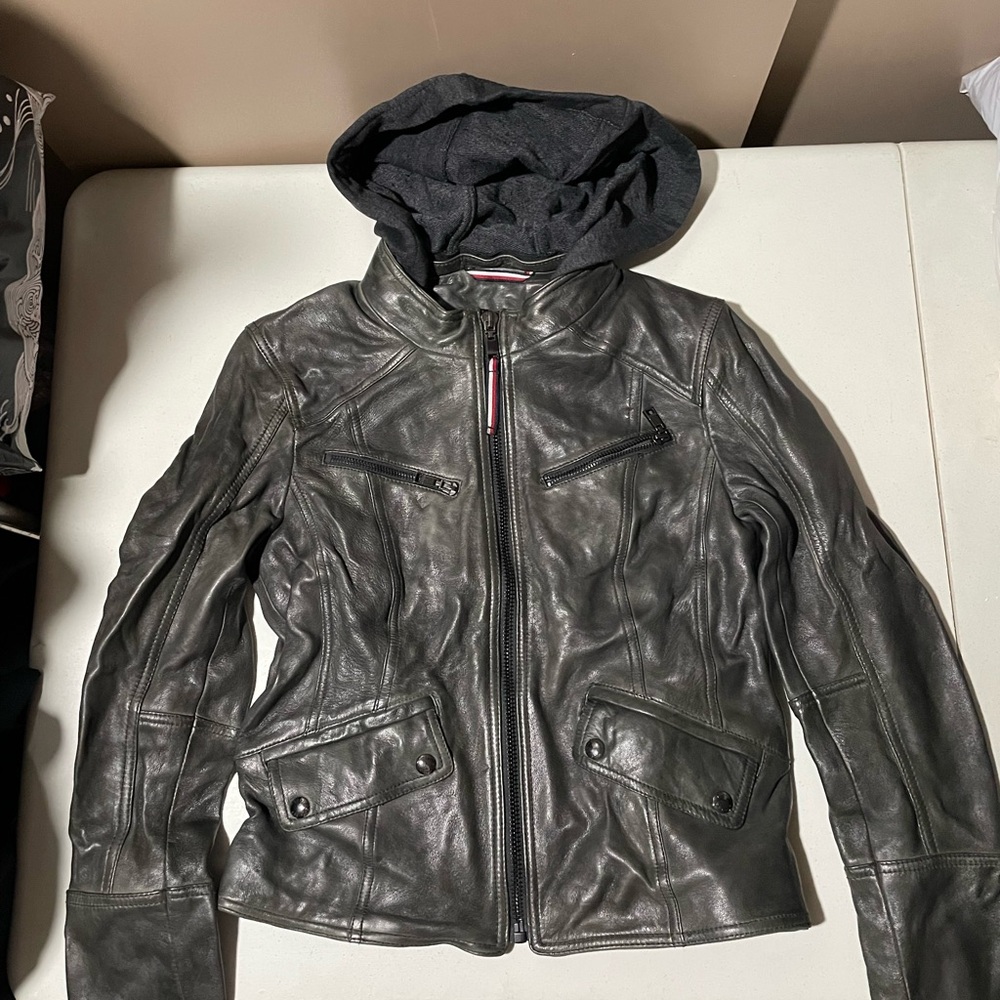 Tommy Hilfiger Womens  Leather Black Jacket